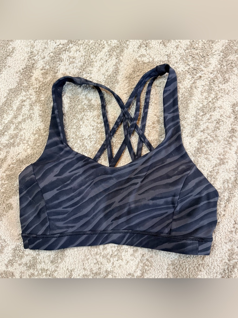 Lululemon Black Zebra-Print Strappy Sports Bra - Women Intimates